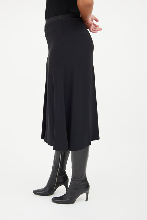 Helmut Lang Black A Line Midi Skirt