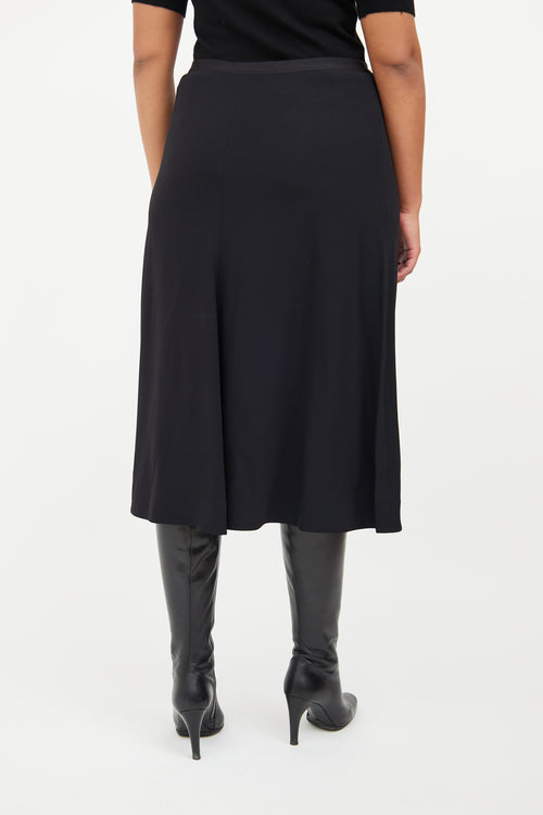 Helmut Lang Black A Line Midi Skirt