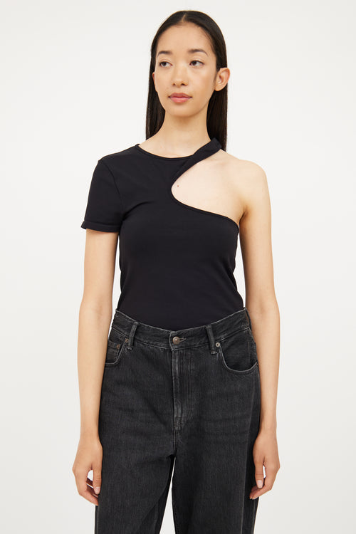 Helmut Lang Black Cutout Short Sleeve Top