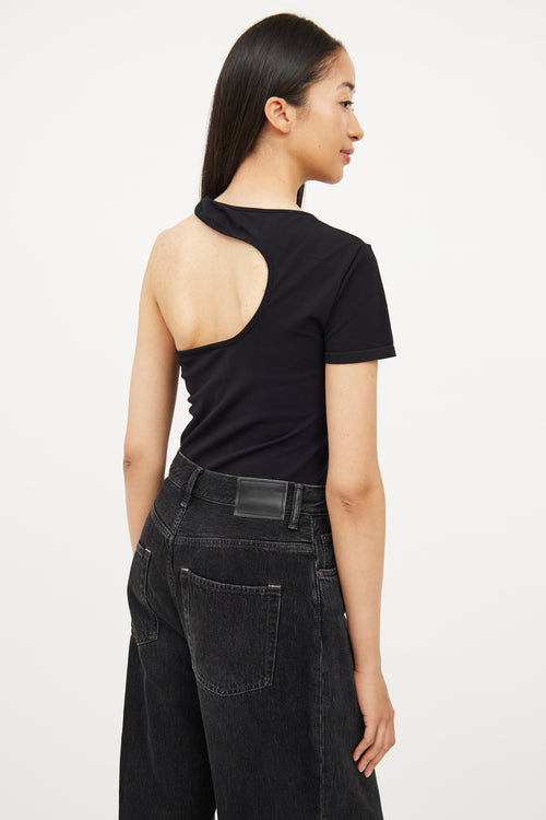 Helmut Lang Black Cutout Short Sleeve Top