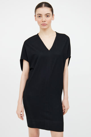 Helmut Lang Black Wool Wing Sleeveless Dress