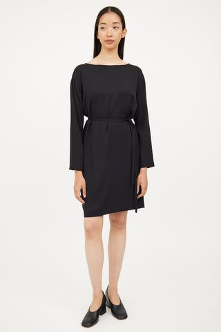 Helmut Lang Black Silk Drape Dress