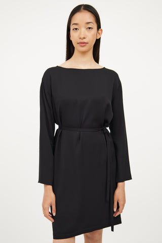 Helmut Lang Black Silk Drape Dress