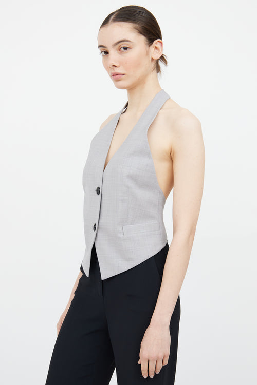 Helmut Lang Grey Backless Halter Vest