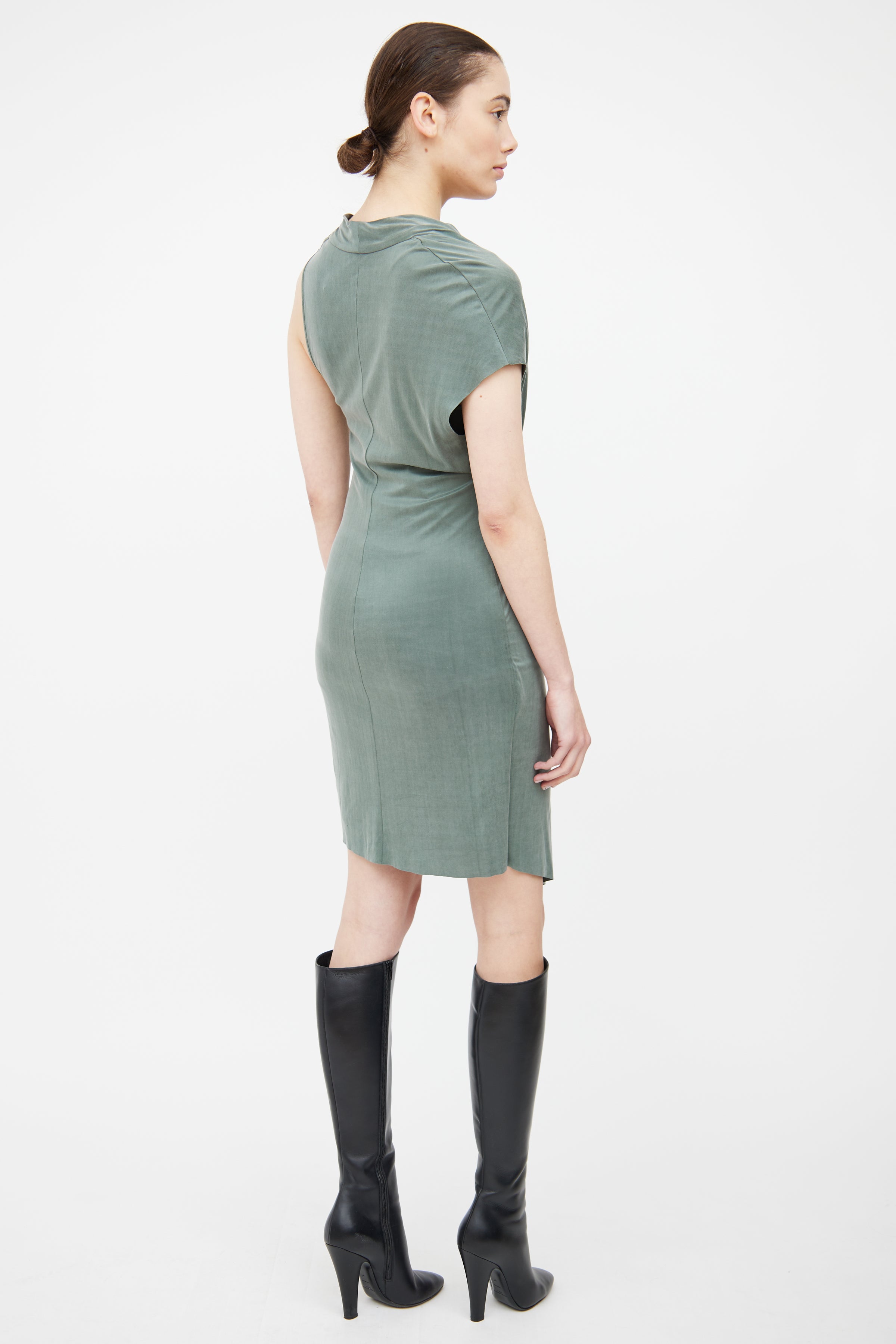 Helmut Lang // Green Draped Midi Dress VSP Consignment Helmut Lang // Green Draped Midi Dress VSP Consignment