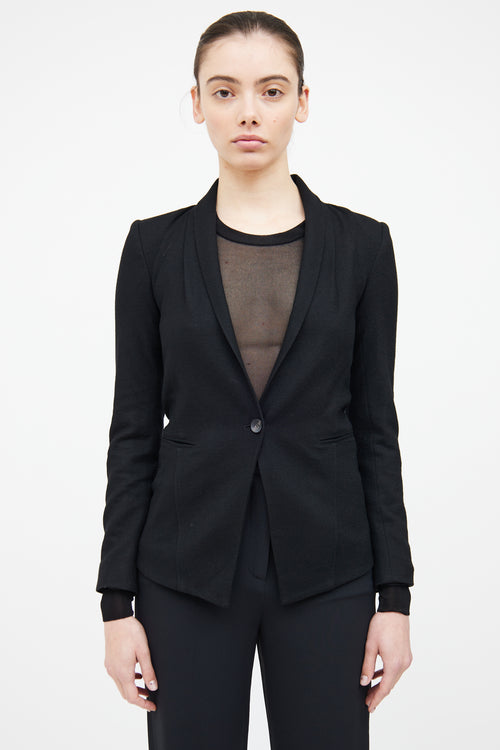 Helmut Lang Black Wool Button Blazer