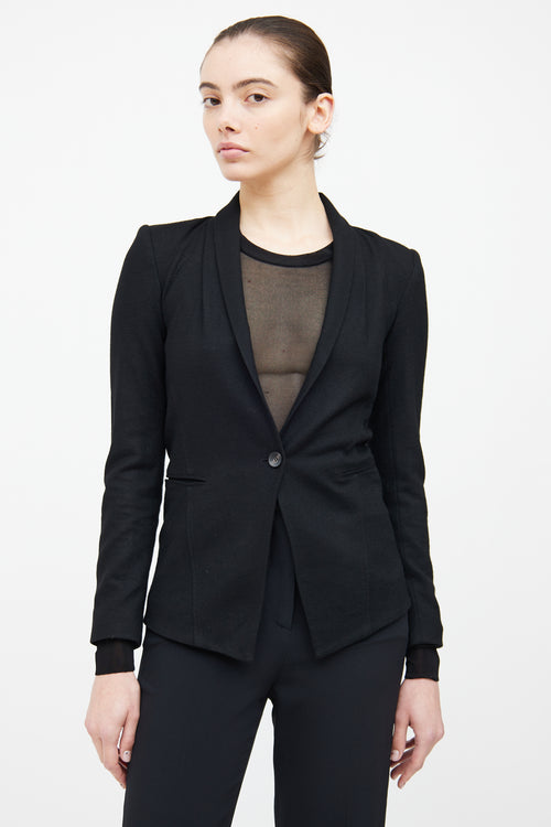 Helmut Lang Black Wool Button Blazer