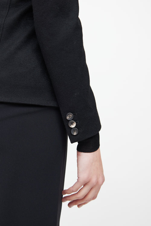 Helmut Lang Black Wool Button Blazer