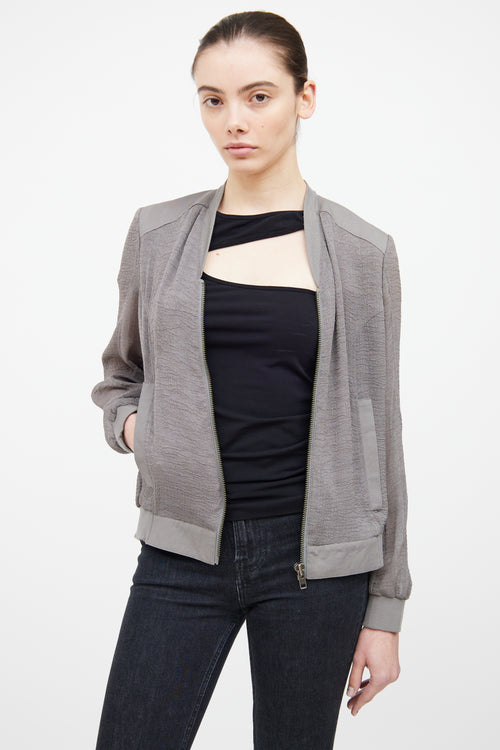 Helmut Lang Grey Textured Bomber Jacket