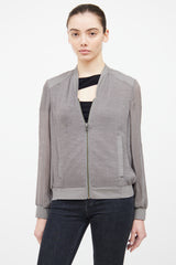 Helmut Lang Grey Textured Bomber Jacket