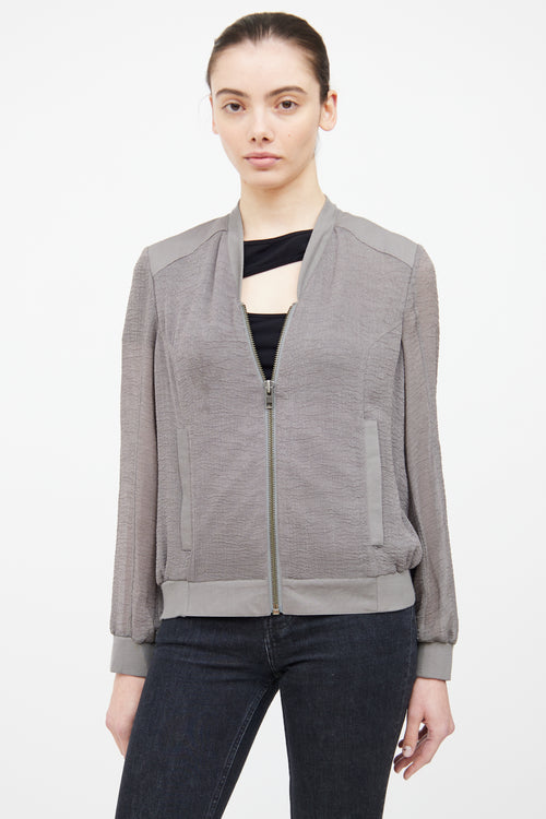 Helmut Lang Grey Textured Bomber Jacket