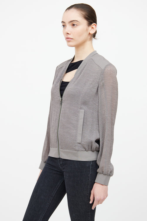 Helmut Lang Grey Textured Bomber Jacket