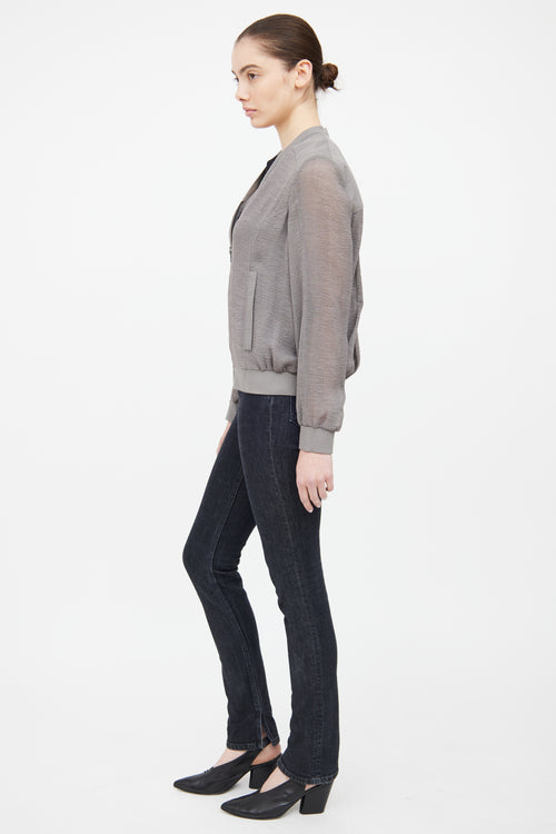 Helmut Lang Grey Textured Bomber Jacket