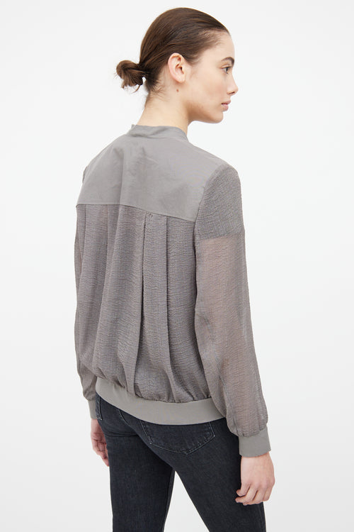 Helmut Lang Grey Textured Bomber Jacket