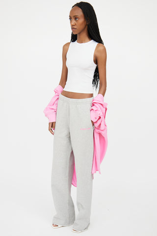 Helmut Lang Grey & Pink Wide Leg Sweatpant