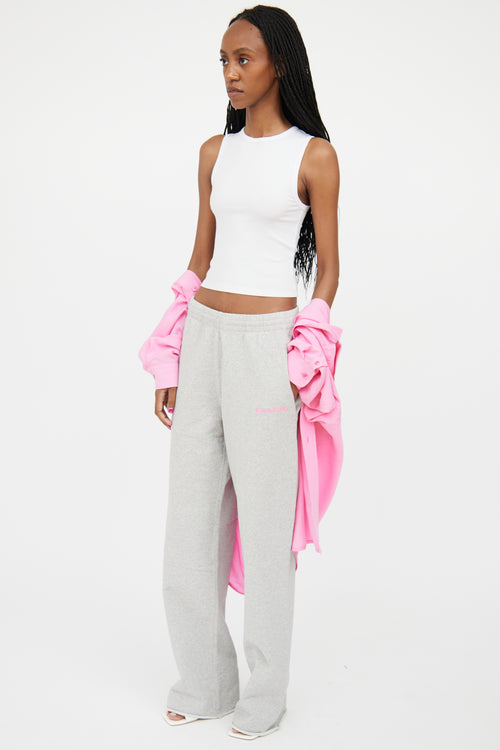 Helmut Lang Grey & Pink Wide Leg Sweatpant