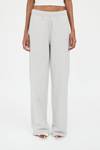 Helmut Lang Grey & Pink Wide Leg Sweatpant