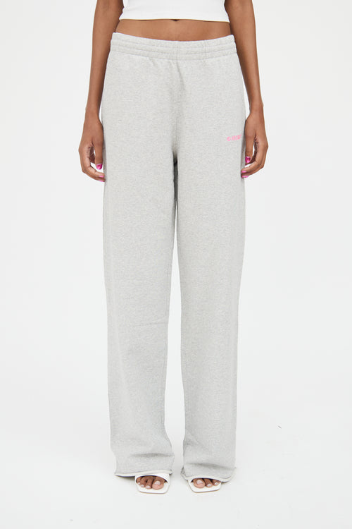 Helmut Lang Grey & Pink Wide Leg Sweatpant