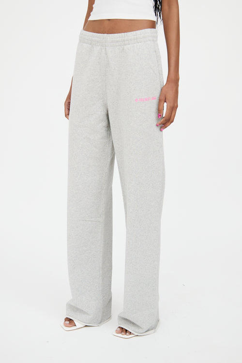 Helmut Lang Grey & Pink Wide Leg Sweatpant