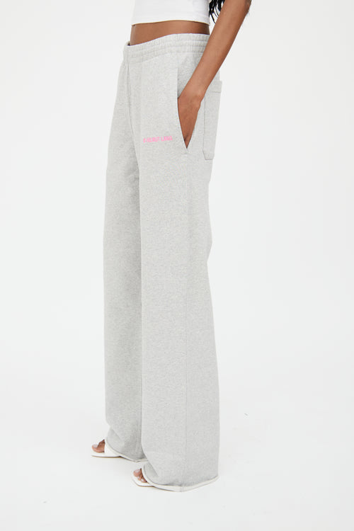 Helmut Lang Grey & Pink Wide Leg Sweatpant