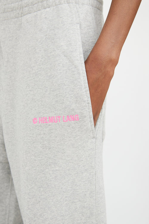 Helmut Lang Grey & Pink Wide Leg Sweatpant