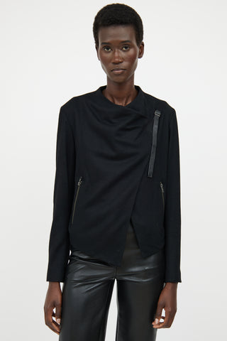 Helmut Lang Black Cross Over Buckle Jacket