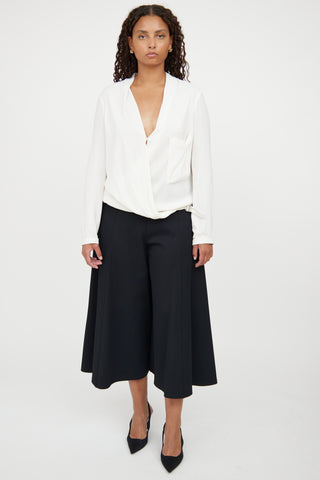 Helmut Lang Cream Drape Buckle Top