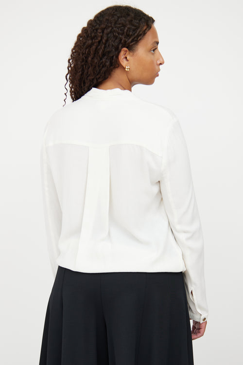 Helmut Lang Cream Drape Buckle Top