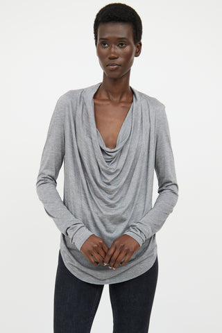 Helmut Lang Grey Cowl Neck Top