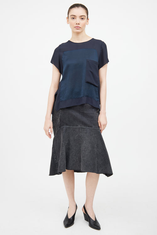 Helmut Lang Navy Sheer Top