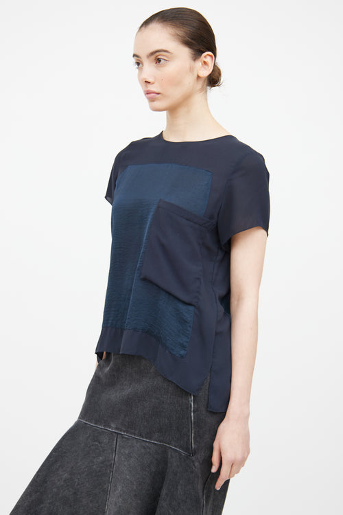 Helmut Lang Navy Sheer Top