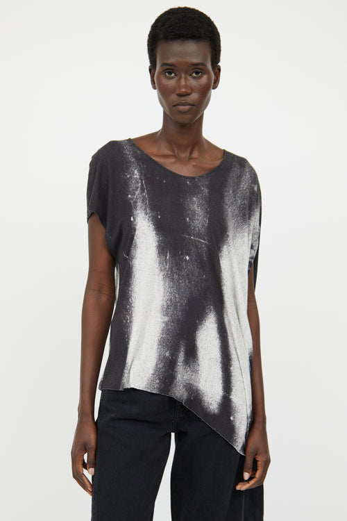 Helmut Lang Grey & White Printed Top