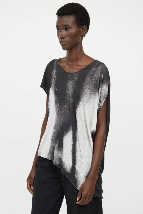 Helmut Lang Grey & White Printed Top