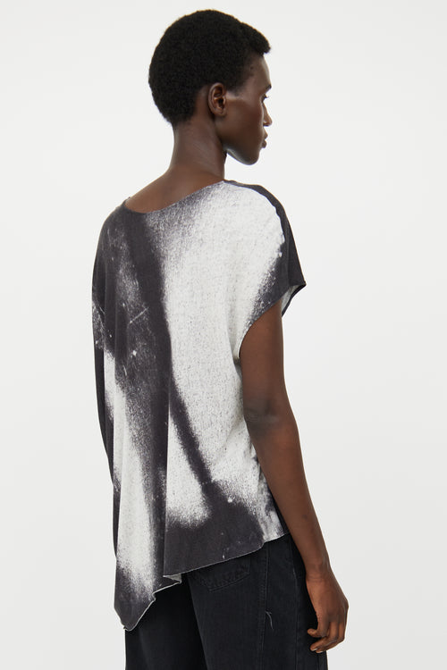 Helmut Lang Grey & White Printed Top