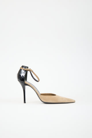 Helmut Lang Suede & Patent Leather Heel