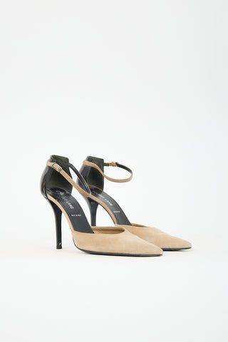 Helmut Lang Suede & Patent Leather Heel