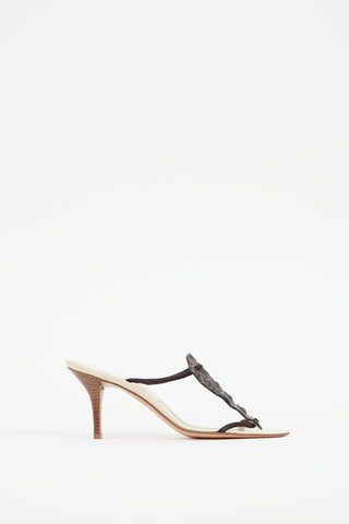 Helmut Lang White & Brown Leather Textured Sandal