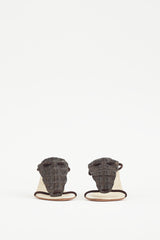 Helmut Lang White & Brown Leather Textured Sandal