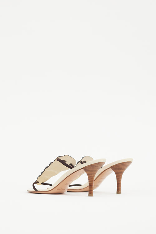 Helmut Lang White & Brown Leather Textured Sandal