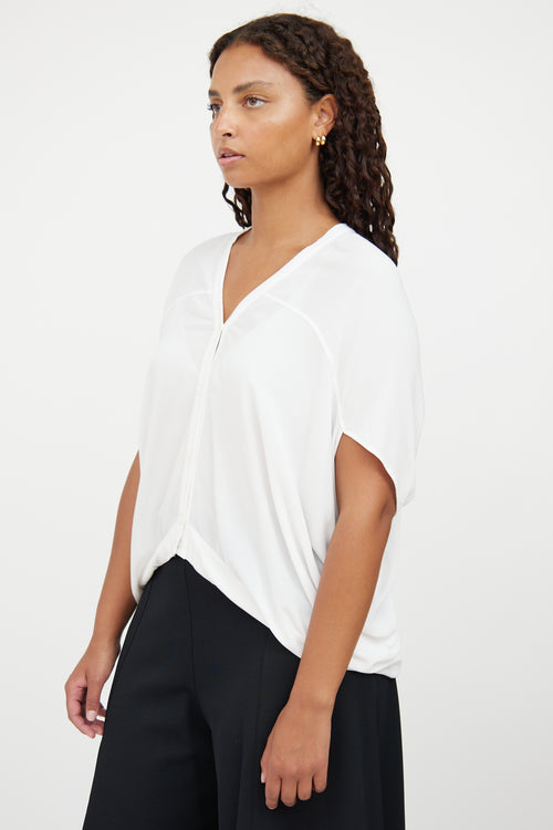 Helmut Lang White Button High Low Top