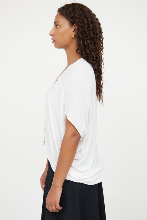 Helmut Lang White Button High Low Top