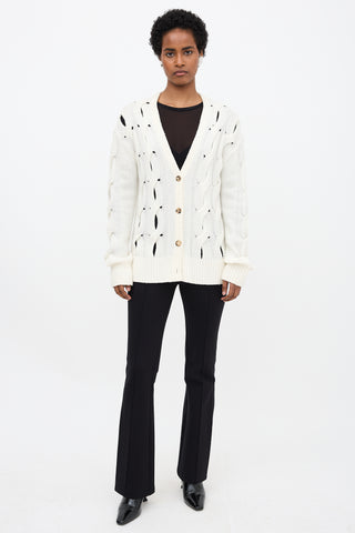 Helmut Lang Wool Woven Cable Cardigan