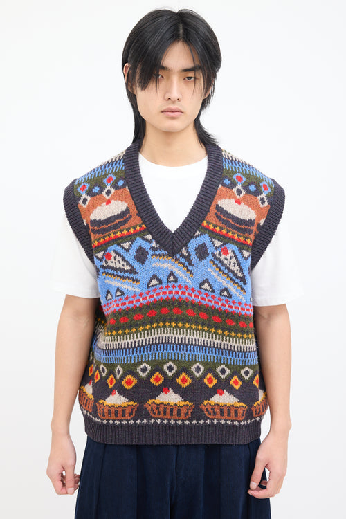 Henrik Vibskov Grey & Multi Wool Knit Bakedown  Vest