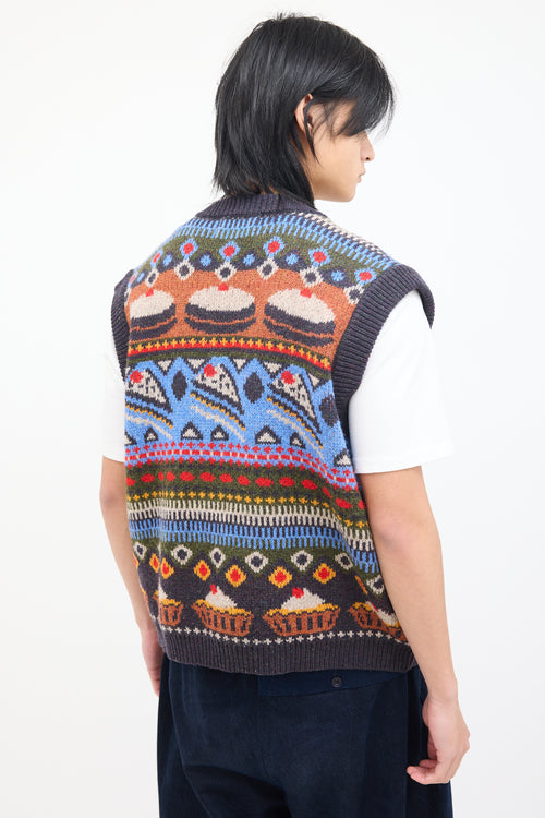 Henrik Vibskov Grey & Multi Wool Knit Bakedown  Vest