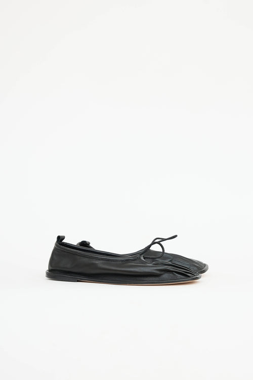 Hereu Leather Pleated Flat