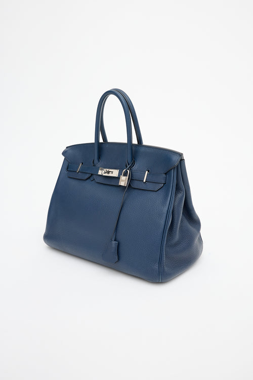 Hermès 2010 Bleu De Malte Clemence Birkin 35 Bag