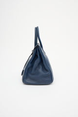 Hermès 2010 Bleu De Malte Clemence Birkin 35 Bag