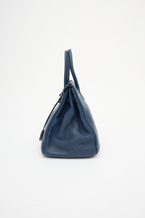 Hermès 2010 Bleu De Malte Clemence Birkin 35 Bag