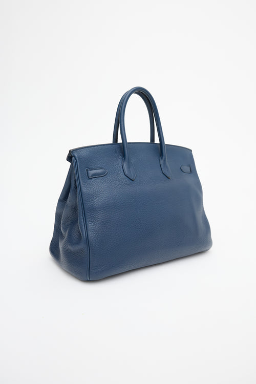 Hermès 2010 Bleu De Malte Clemence Birkin 35 Bag