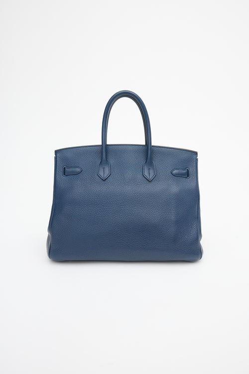 Hermès 2010 Bleu De Malte Clemence Birkin 35 Bag